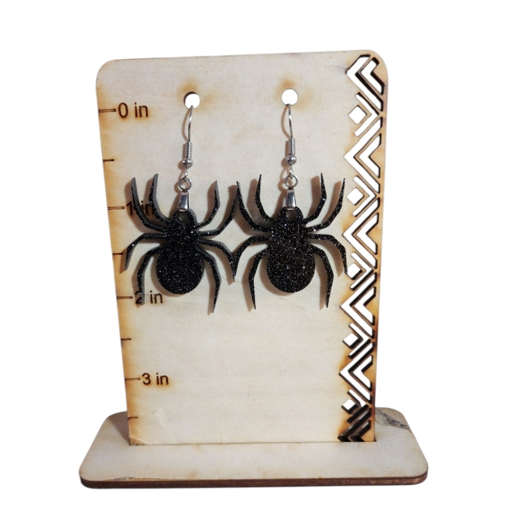 Spider Web Acrylic Drop Earrings - Black